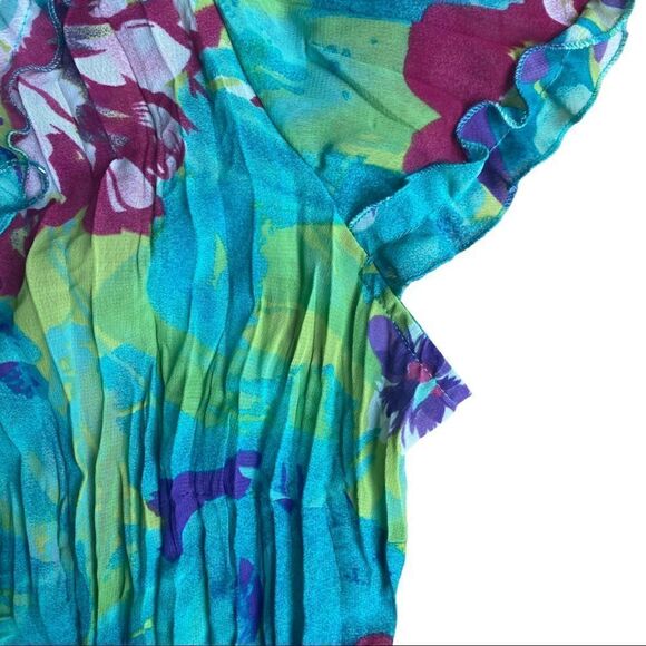 Nu Options Crinkle Blouse Embellished Front Boho Hippie Size M - Picture 4 of 6